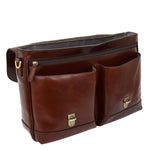 Mens Leather Cross Body Flap Over Briefcase Exeter Brown 4