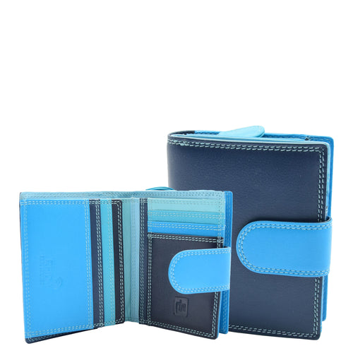 Womens Booklet Style Purse Leather Wallet HOL840 Blue