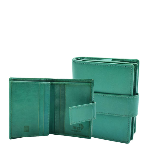 Womens Leather Purse Booklet Style Wallet HOL107 Green