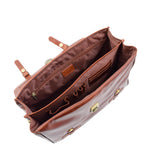 Mens Leather Briefcase Cross Body Bag Snowshill Cognac 3
