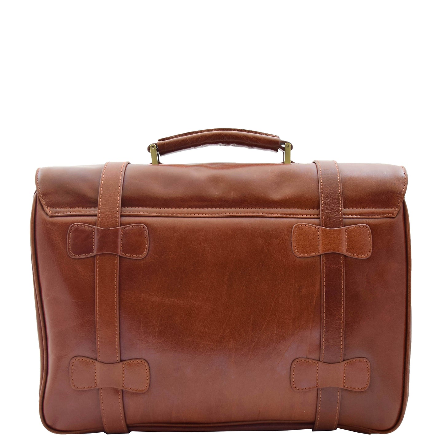 Mens Leather Briefcase Cross Body Bag Snowshill Cognac 1