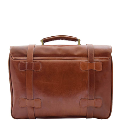 Mens Leather Briefcase Cross Body Bag Snowshill Cognac 1