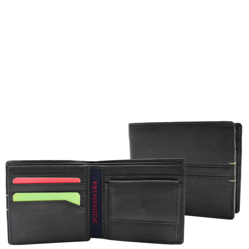 Mens Real Leather Bifold Wallet HOL801 Black