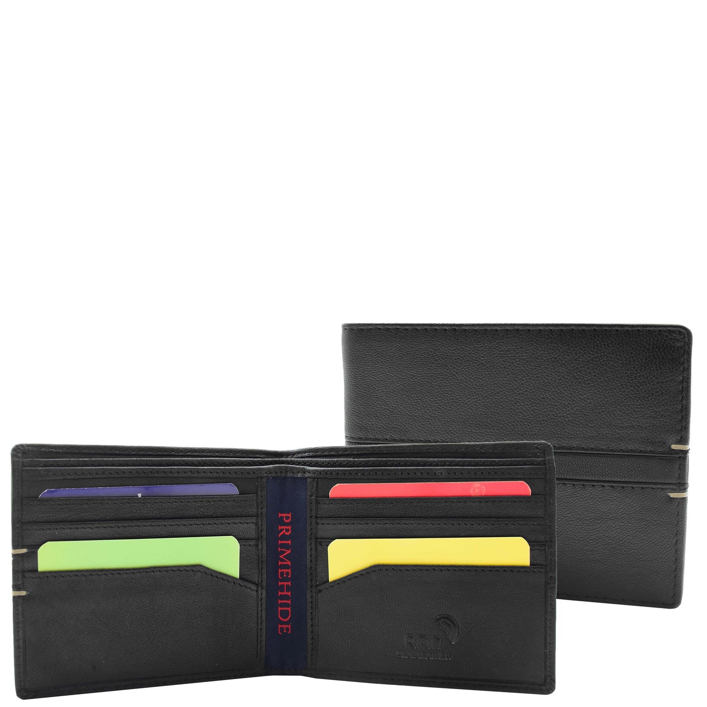 Mens Leather Slim Bifold Wallet HOL802 Black