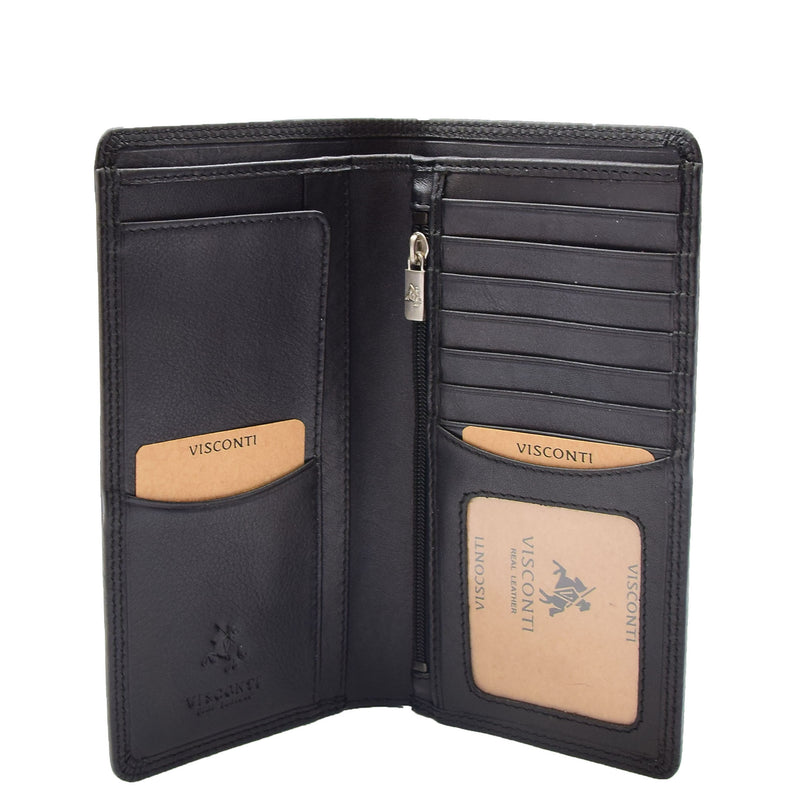 Real Leather Vertical Bifold Breast Wallet HOL120 Black 1