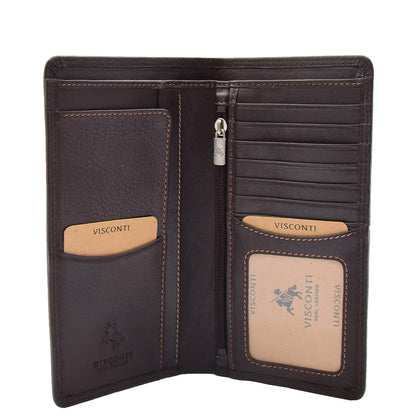 Real Leather Vertical Bifold Breast Wallet HOL120 Brown 1