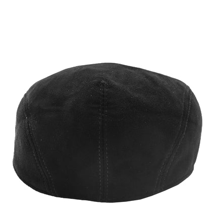 Soft Suede Leather Classic Flat Cap Black 1