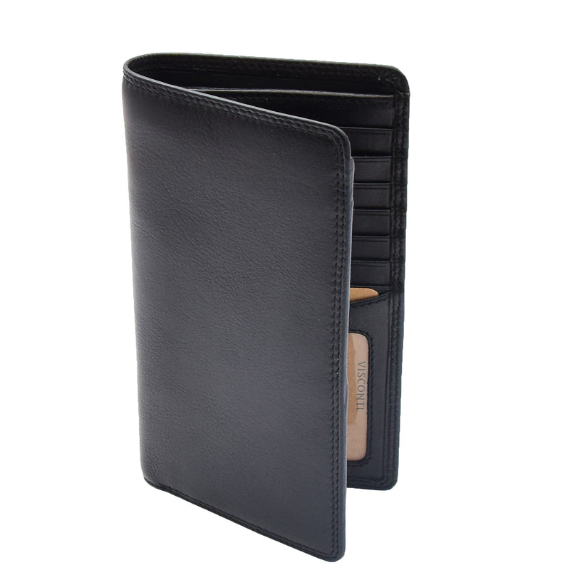 Real Leather Vertical Bifold Breast Wallet HOL120 Black 2