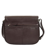 Womens Leather Cross Body Flap over Bag Athena Brown