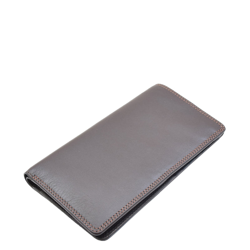 Real Leather Vertical Bifold Breast Wallet HOL120 Brown 3
