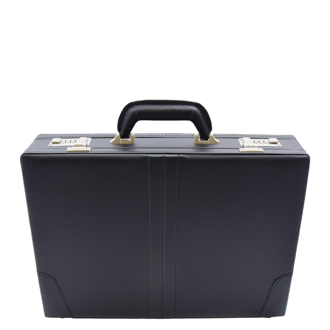 Faux Leather Briefcase Classic Traditional Attaché Corbett Black 3