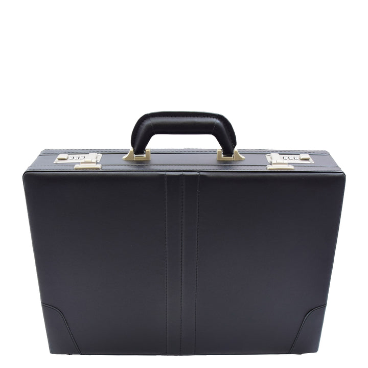 Faux Leather Briefcase Classic Traditional Attaché Corbett Black 3