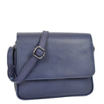 Womens Leather Cross Body Bag Casual Flap over Organiser HOL324 Navy