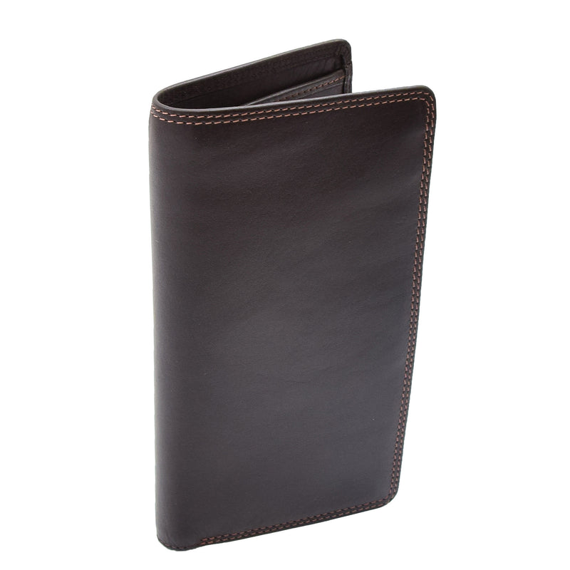 Real Leather Vertical Bifold Breast Wallet HOL120 Brown 4