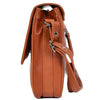 Womens Leather Cross Body Bag Casual Flap over Organiser HOL324 Cognac